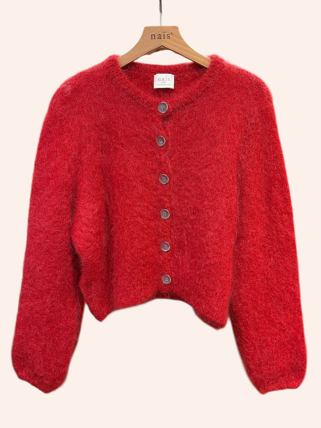 Short round-neck Buttoned Cardigan Mohair