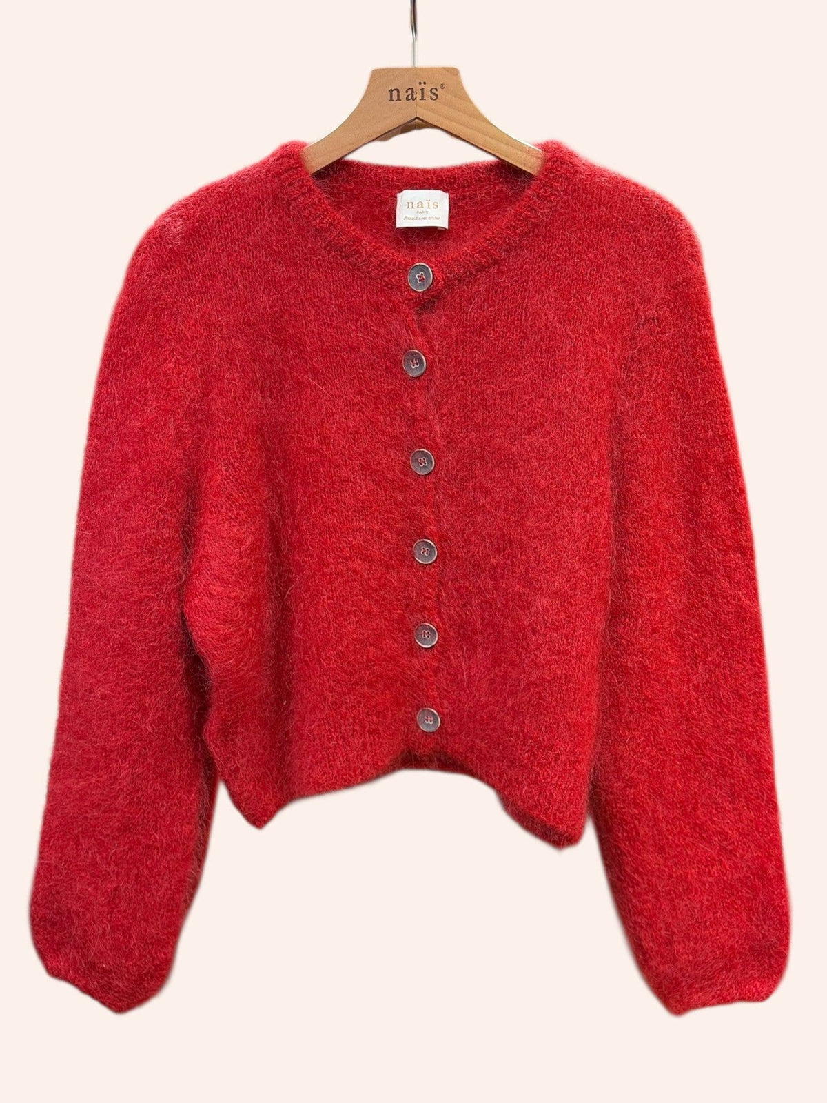 Short round-neck Buttoned Cardigan Mohair