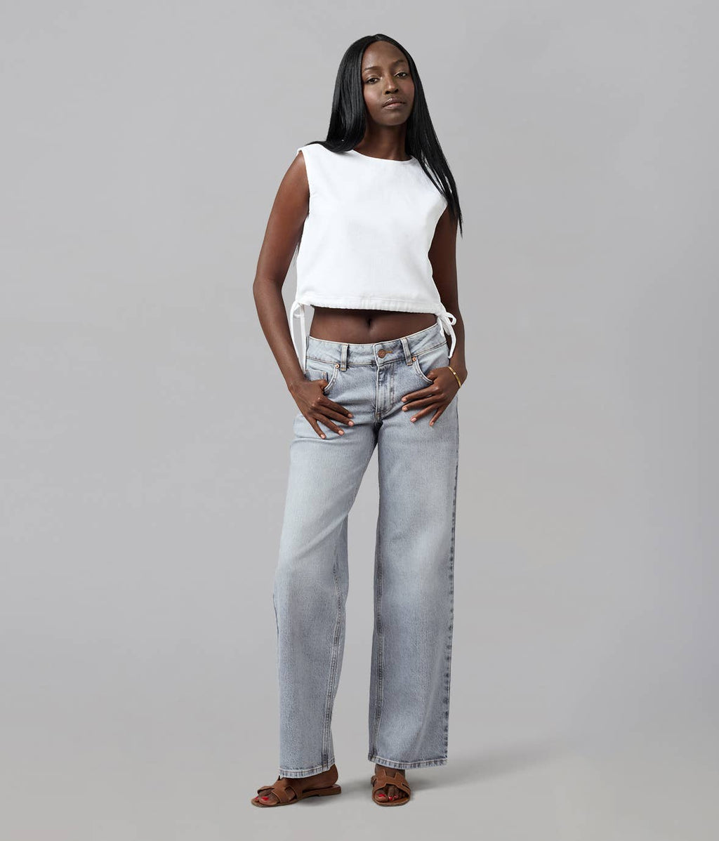 Leah Mid Rise Comfort Straight Grey Jeans
