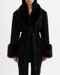 Marion Knit Wool Blend Coat - Black