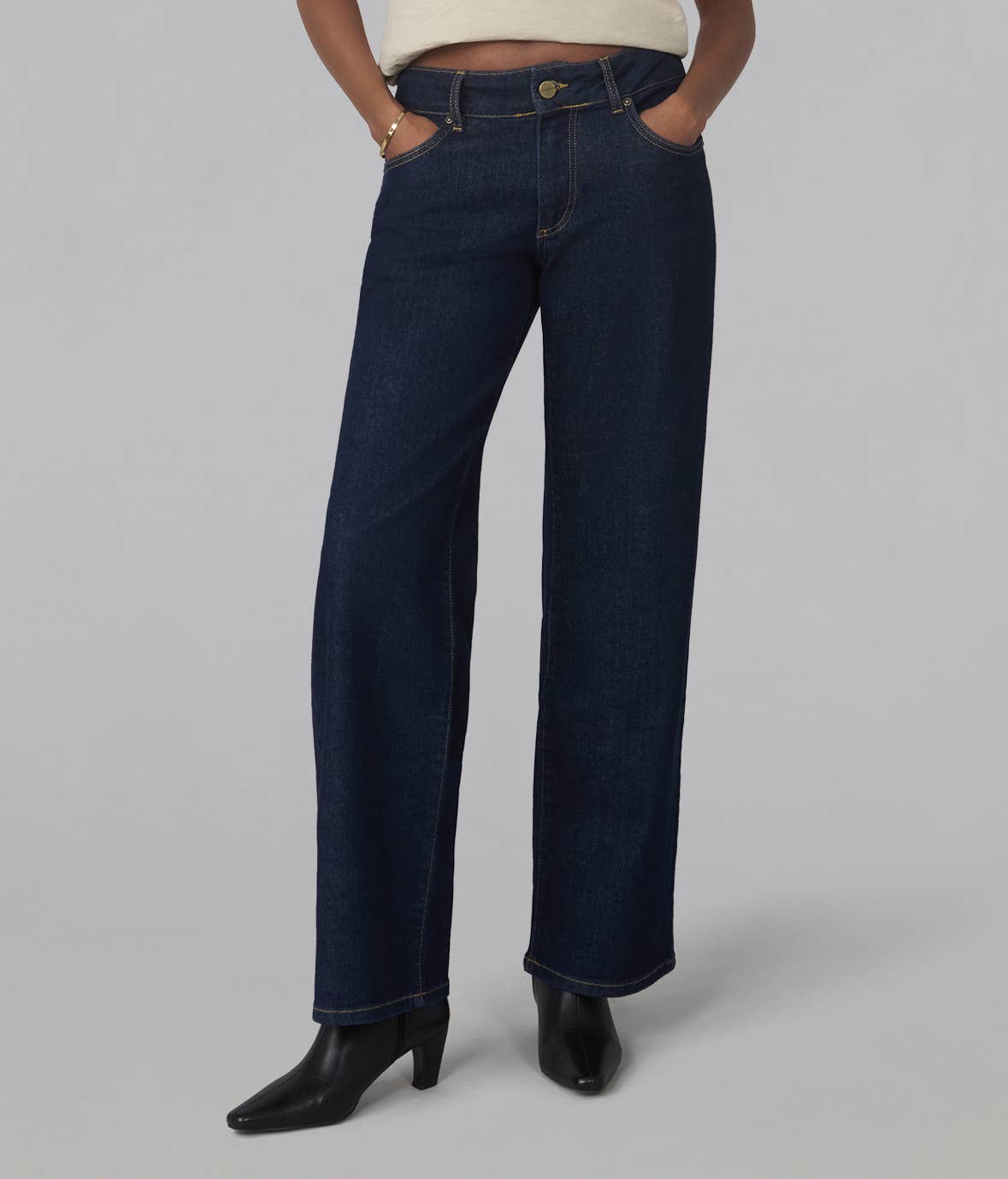 MIRO-DRW Mid Rise Comfort Straight Jeans Dark Rinse Wash