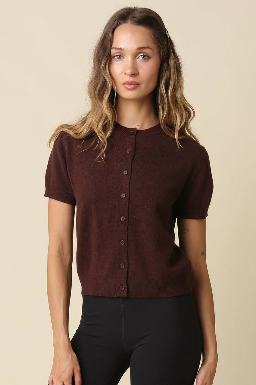 Maddie Wool Blend Short Sleeve Knit Cardigan