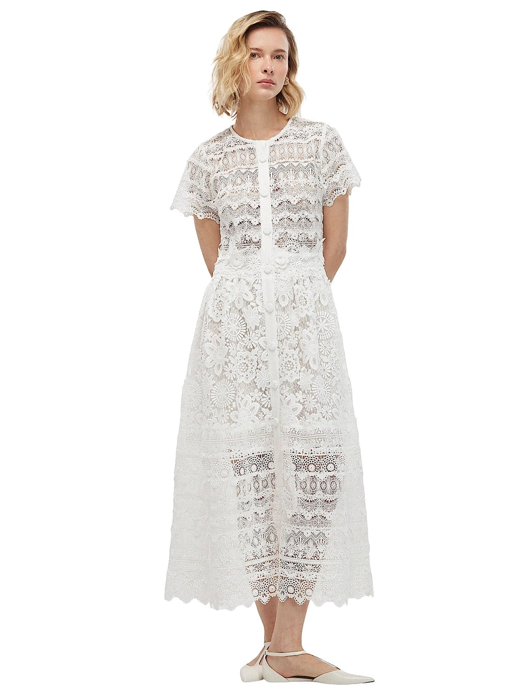 Waimari Grace lace dress in white — front view
