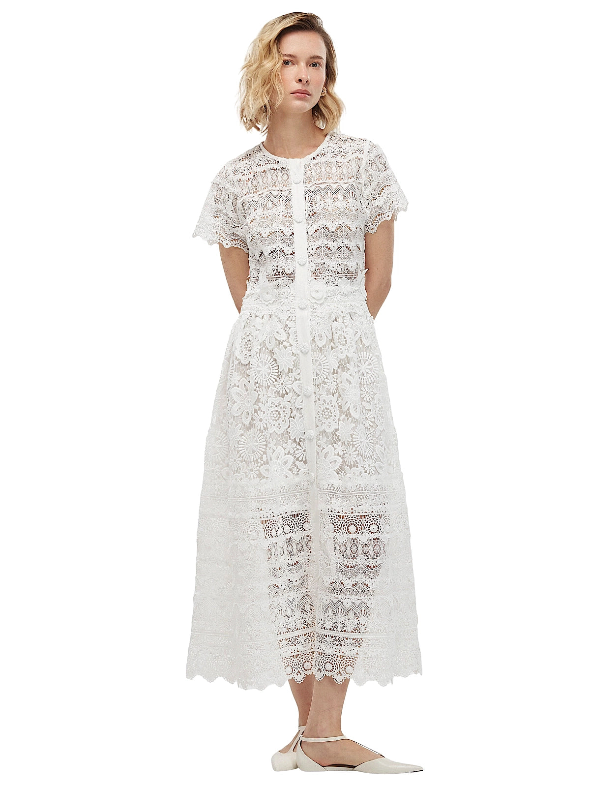 Waimari Grace lace dress in white — front view
