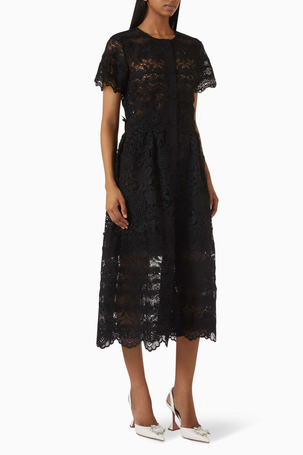 Waimari Grace lace dress in black — front view