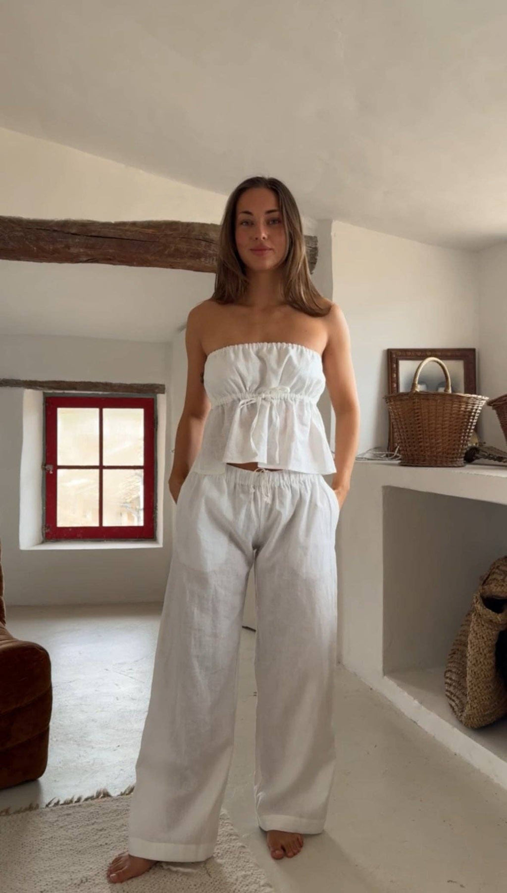 Emma Top: White Linen