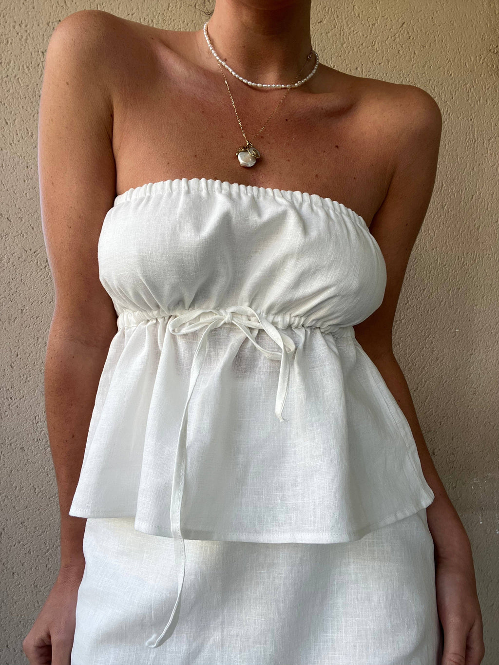 Emma Top: White Linen