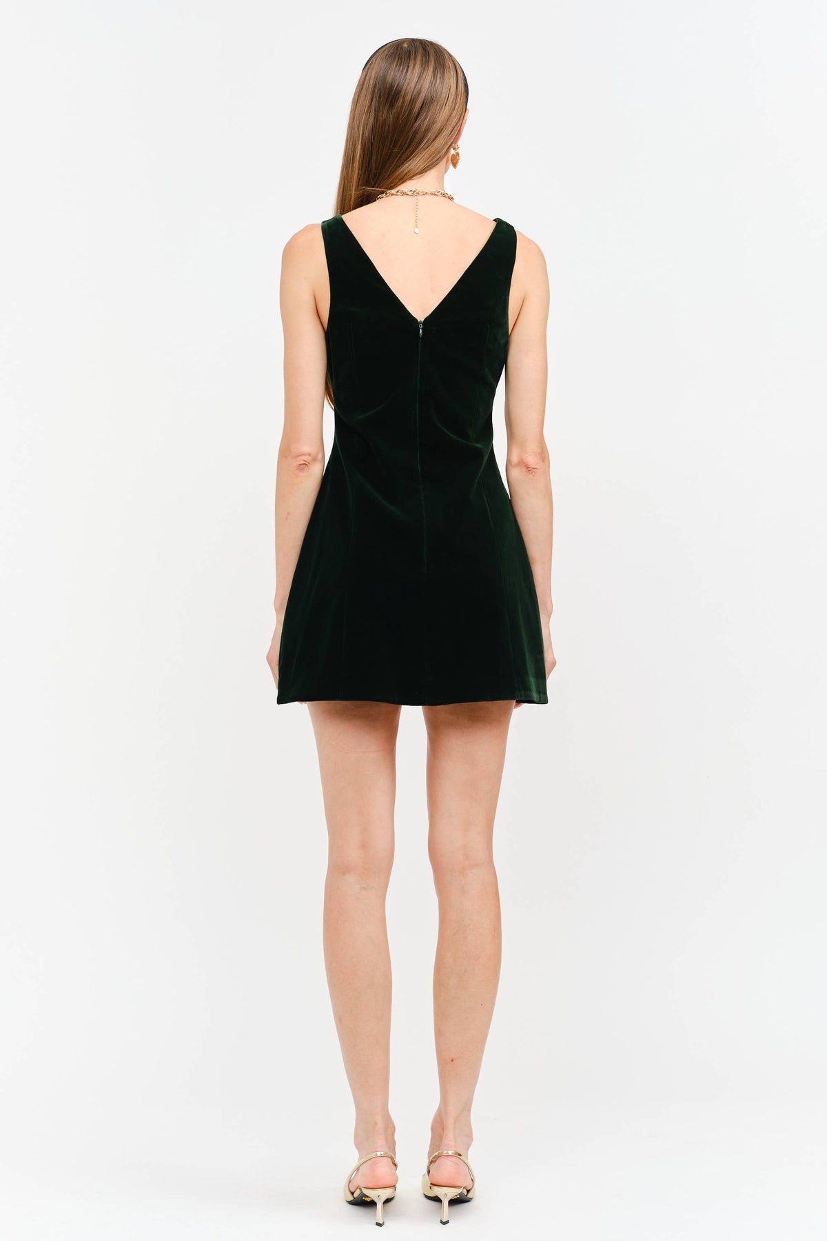 Carmine Hunter Green Velvet Dress : Hunter Green
