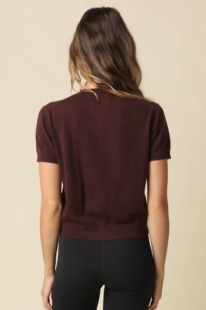 Maddie Wool Blend Short Sleeve Knit Cardigan