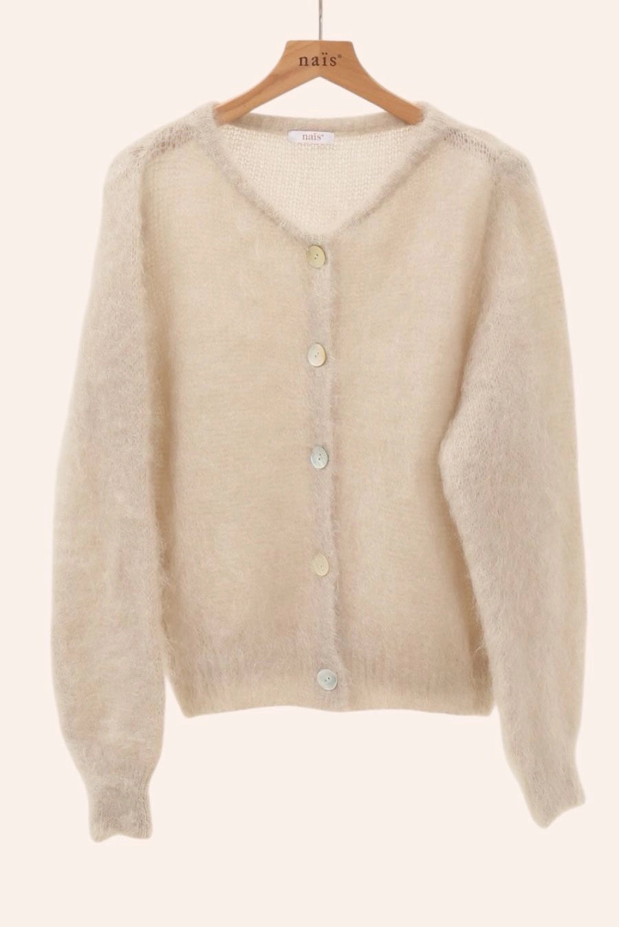 Mohair Round Neck Buttoned Cardigan