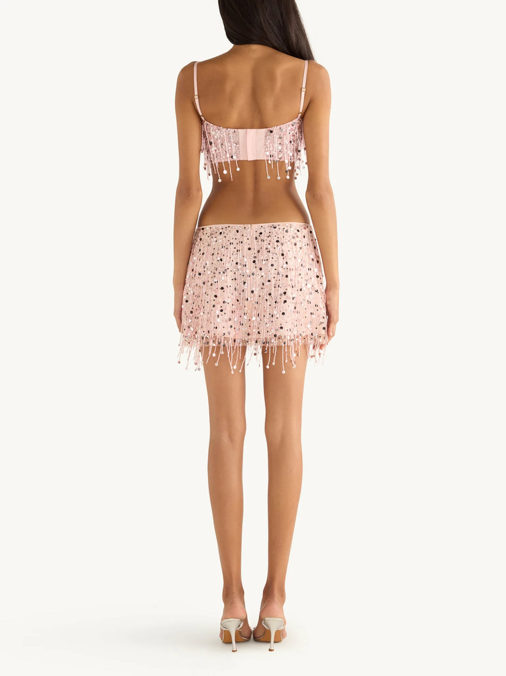 Soutien-gorge bralette perlé à la main Yasmin - Rose poudré