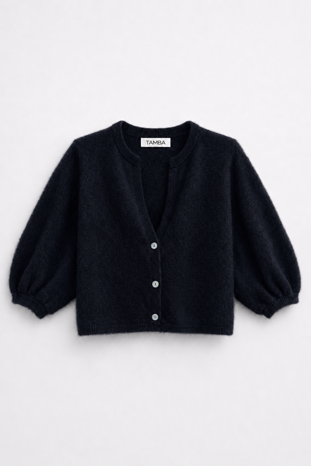 Angora knitted cardigan with V-neck