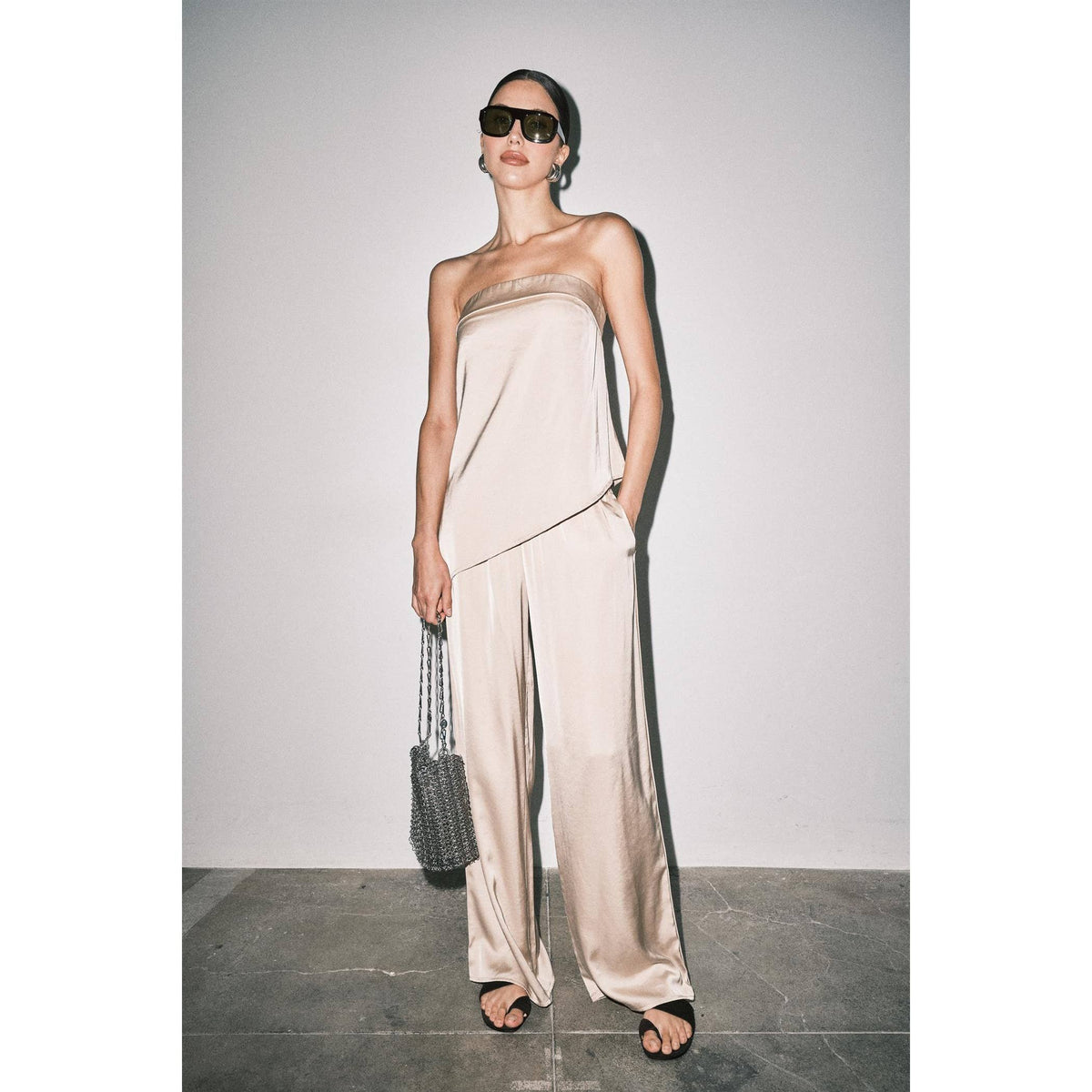 Frankie Satin Strapless Asymmetric Top