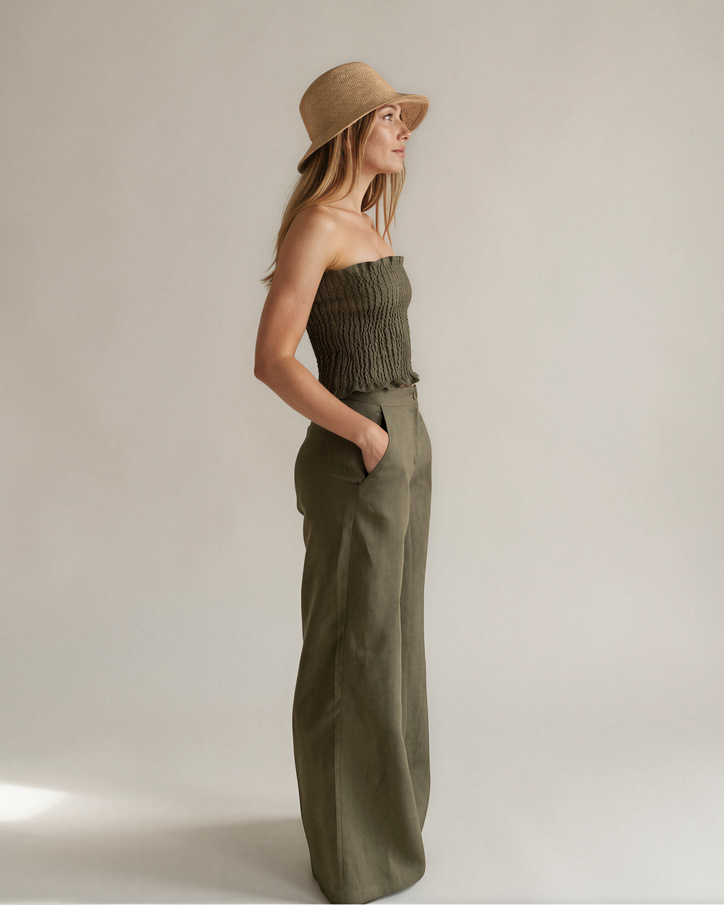 Ava Linen Pants Green