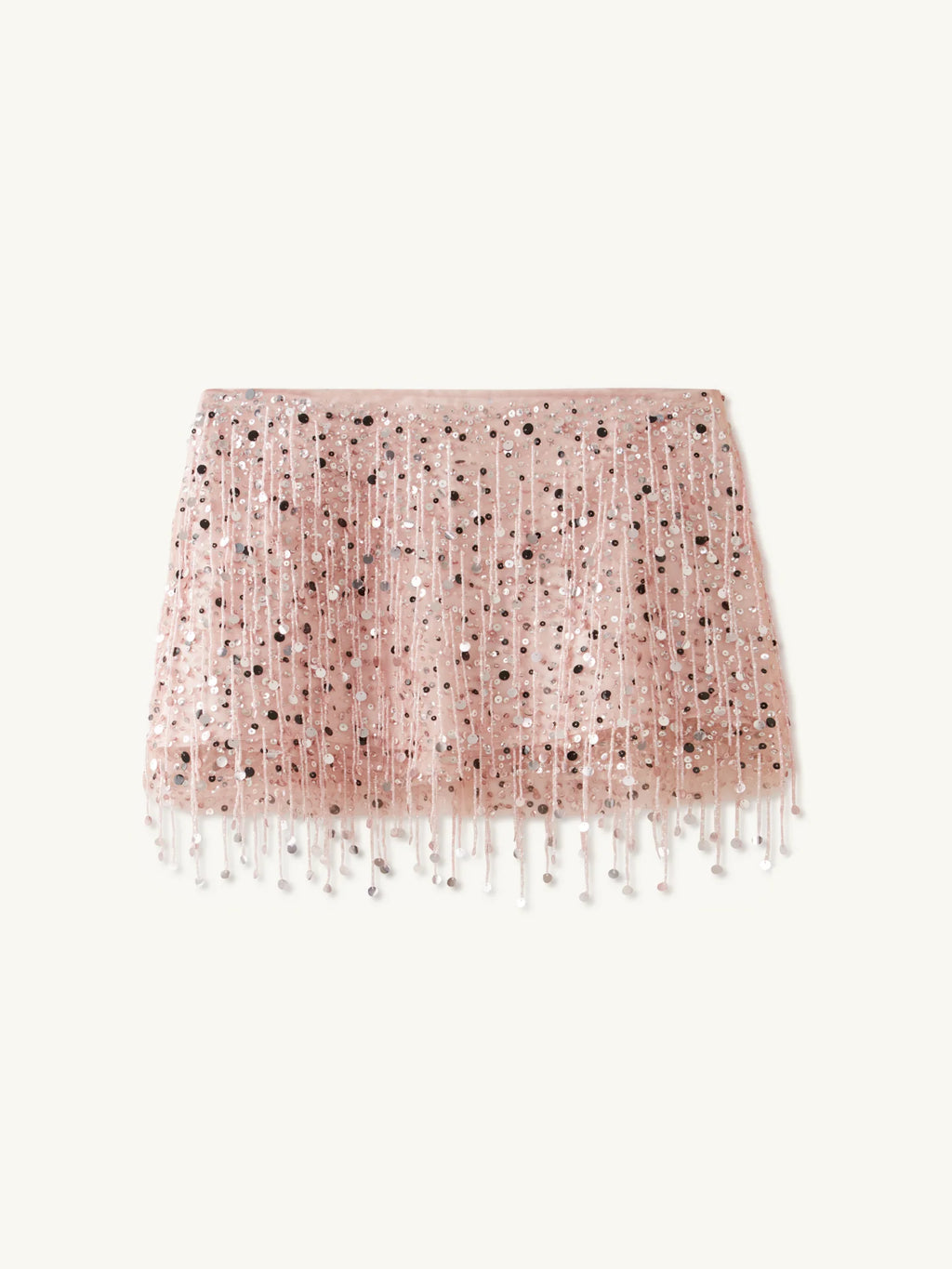 YASMIN HAND BEADED MINI SKIRT - Blush