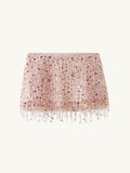 YASMIN HAND BEADED MINI SKIRT - Blush