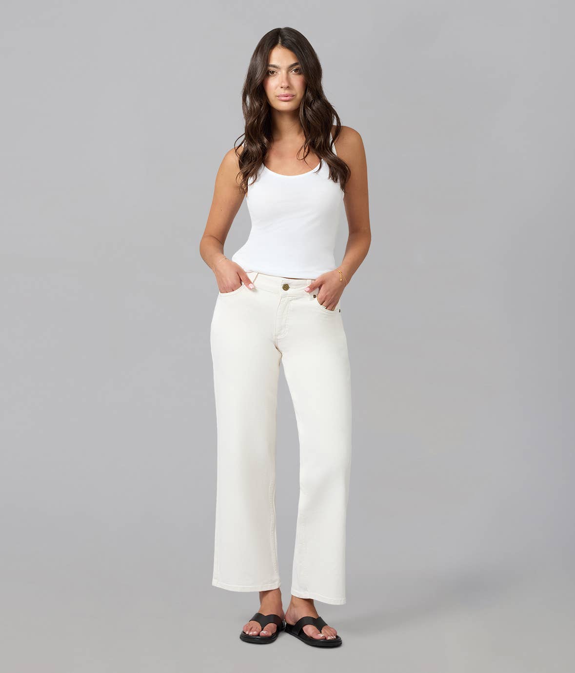 Brooke White Mid Rise Straight Jean