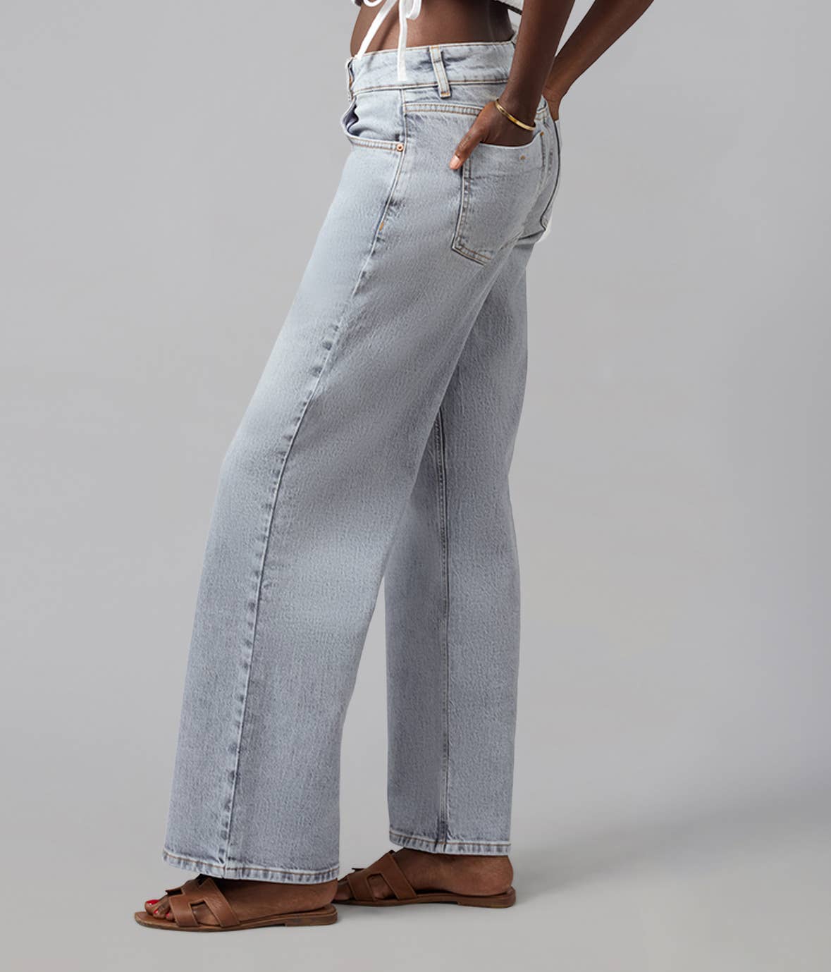 Leah Mid Rise Comfort Straight Grey Jeans