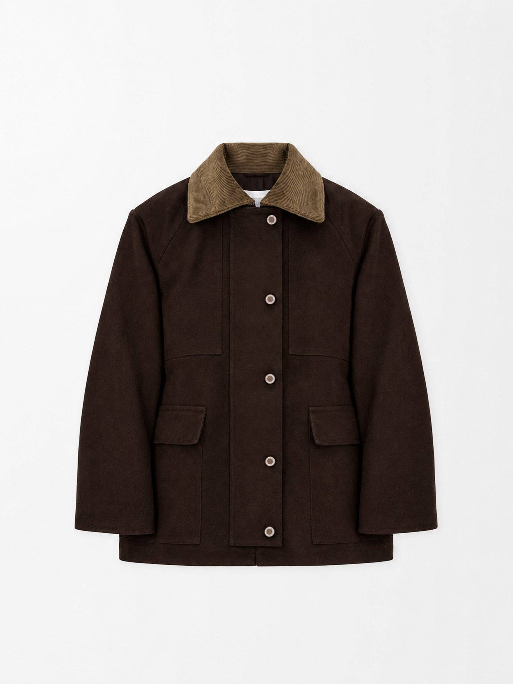 Hazel Brown Contrast Collar Jacket