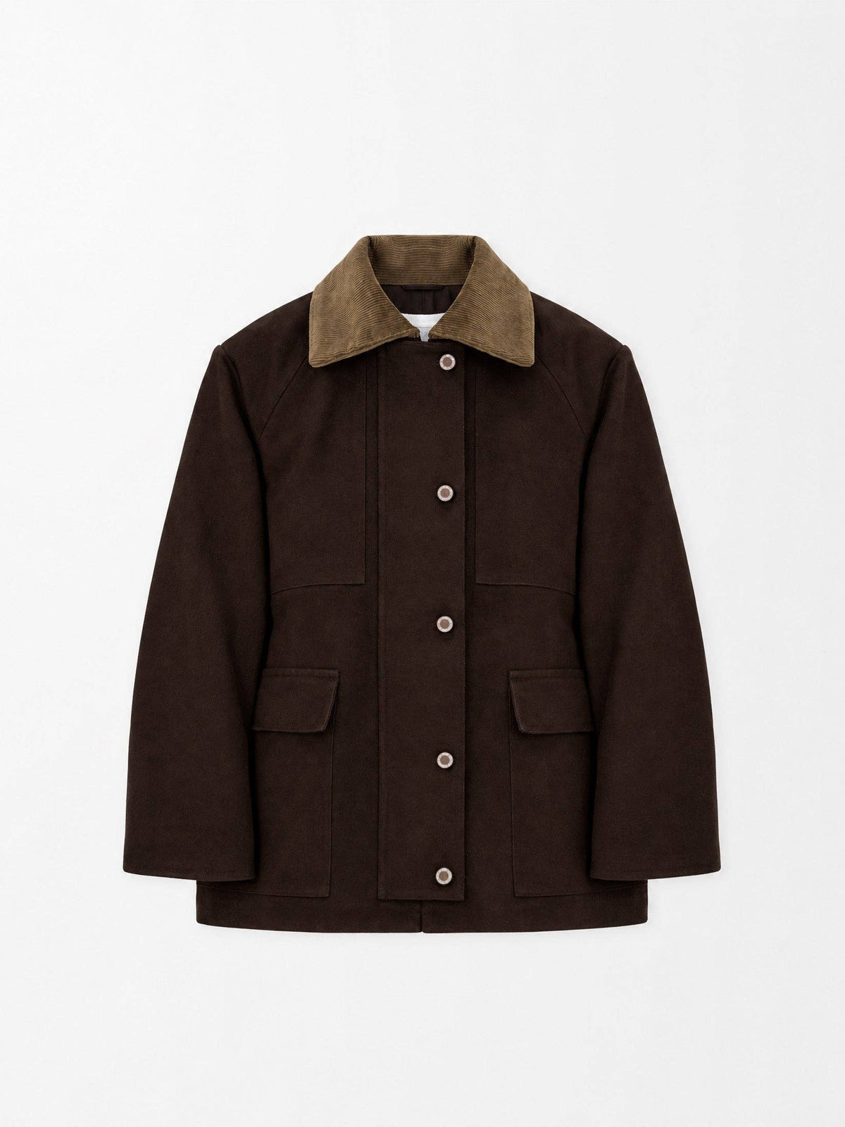 Hazel Brown Contrast Collar Jacket