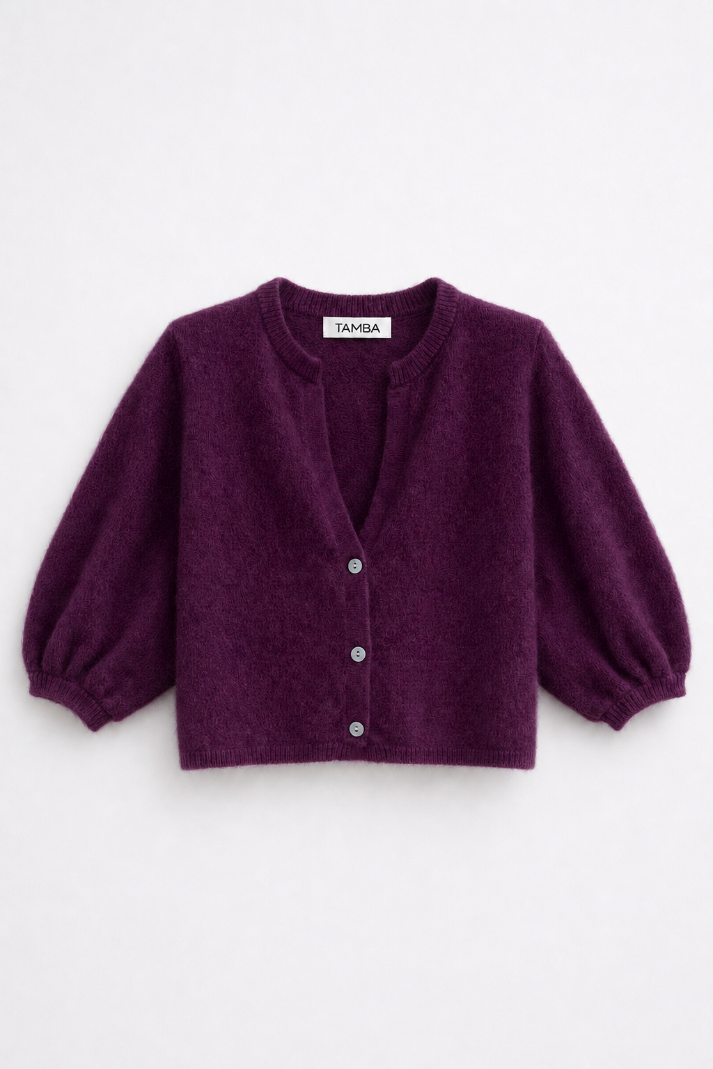 Angora knitted cardigan with V-neck