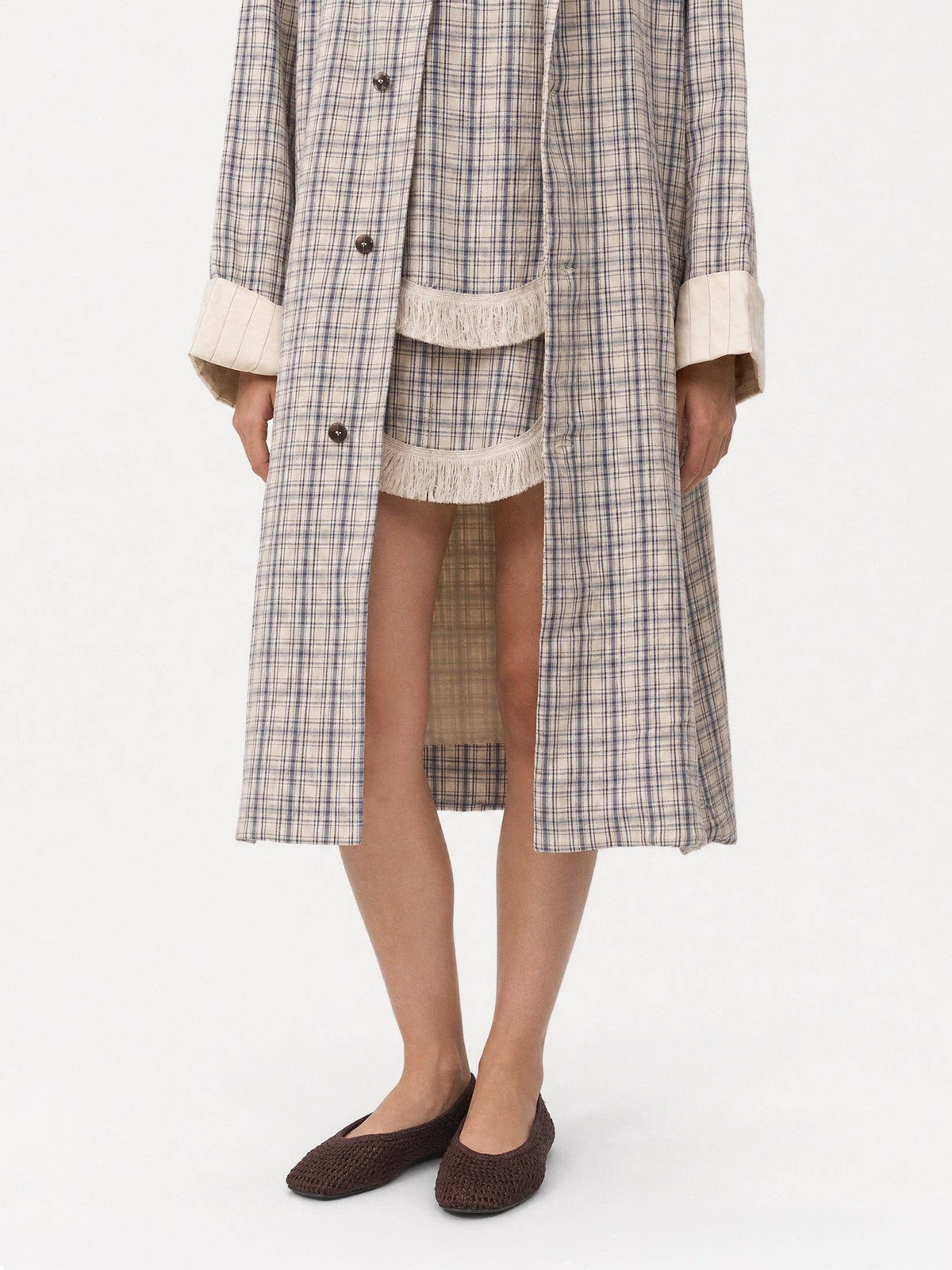 Heather Check Trench Coat