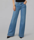 Knox Mid Rise Comfort Flare Jeans - Sunwashed Indigo