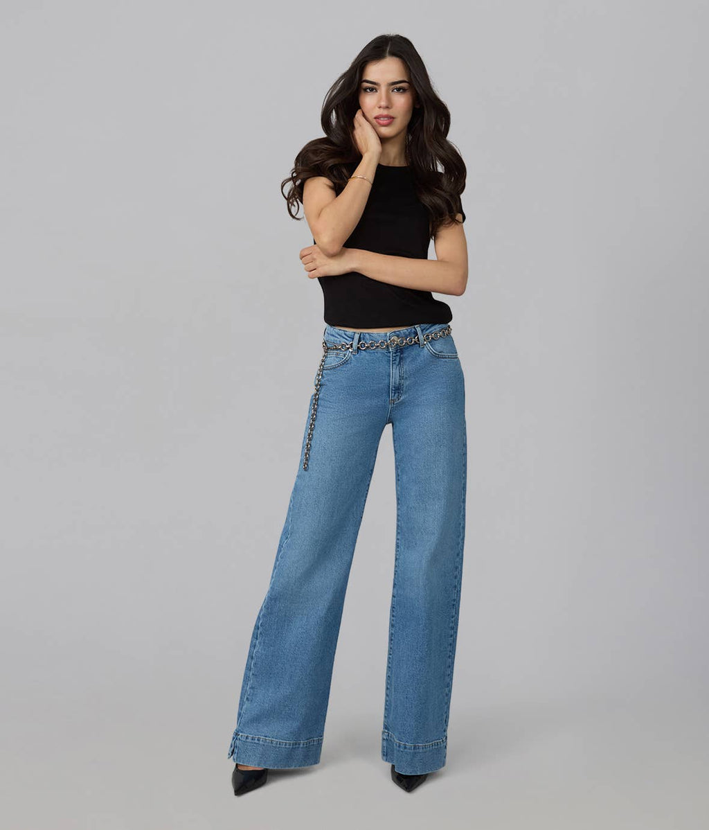 Knox Mid Rise Comfort Flare Jeans - Sunwashed Indigo