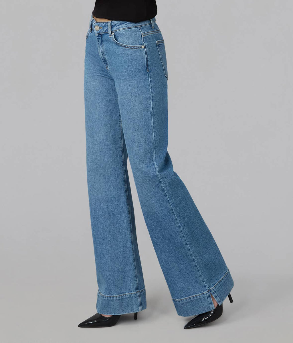 Knox Mid Rise Comfort Flare Jeans - Sunwashed Indigo