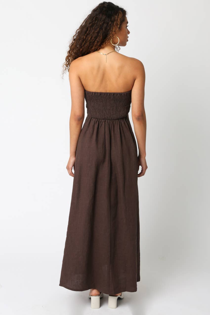 Robe longue en lin Irise : Marron / L
