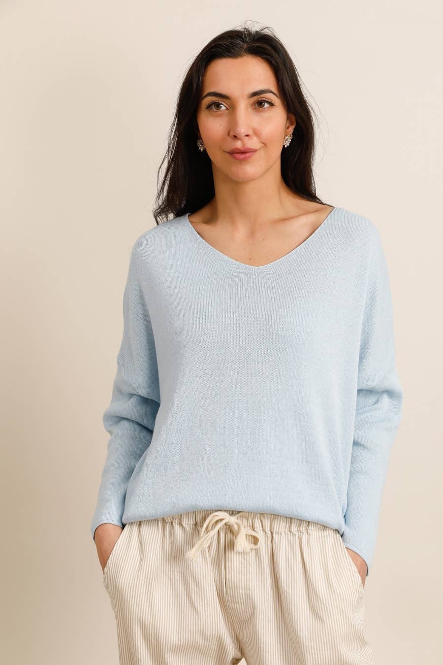 100% Cotton Cindy V Neck Sweater