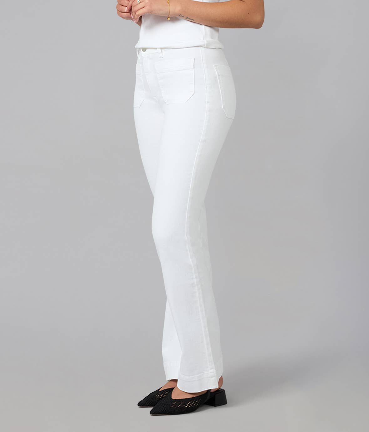 Alice High Rise Flare Jeans White