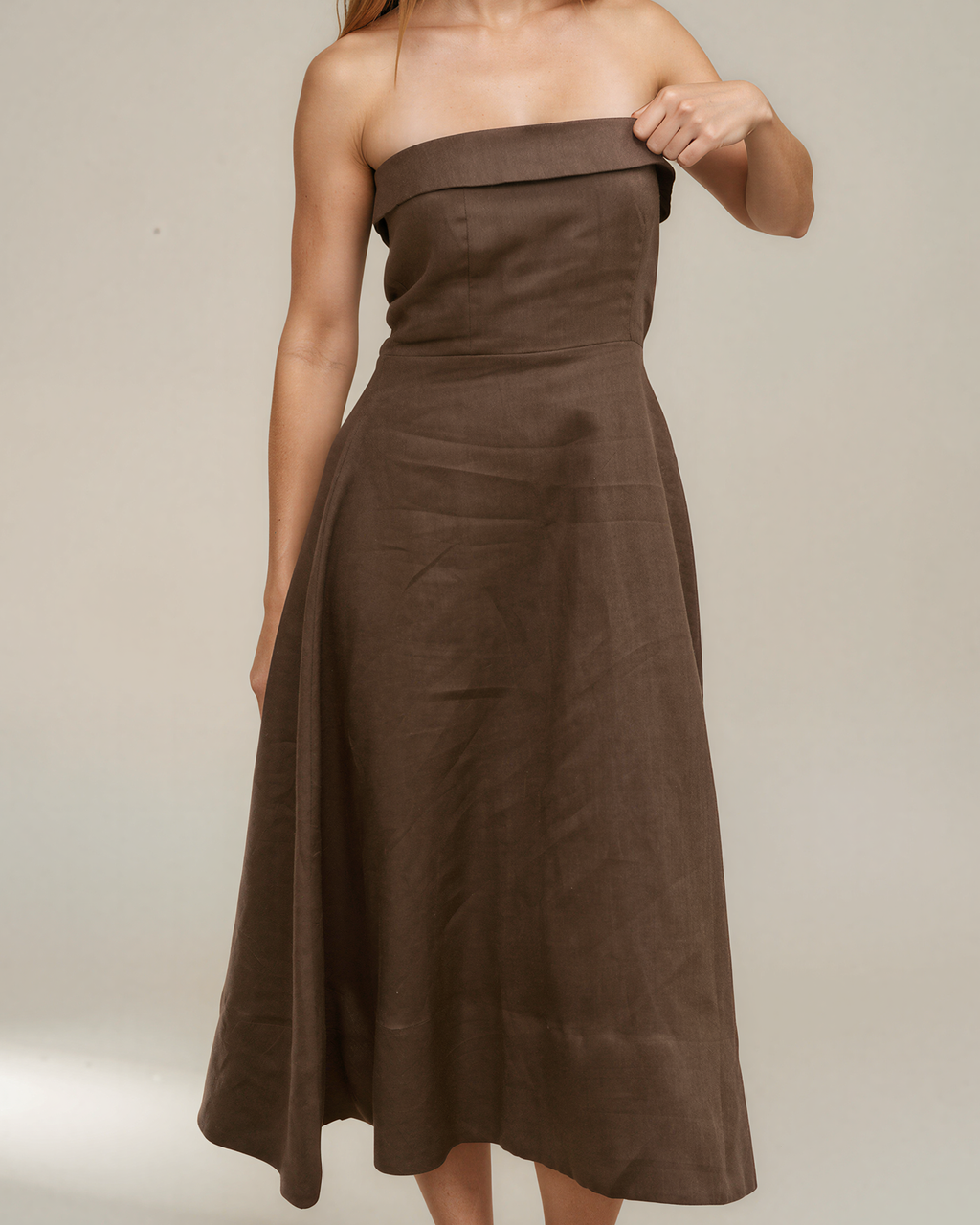 Alize Linen Dress Brown