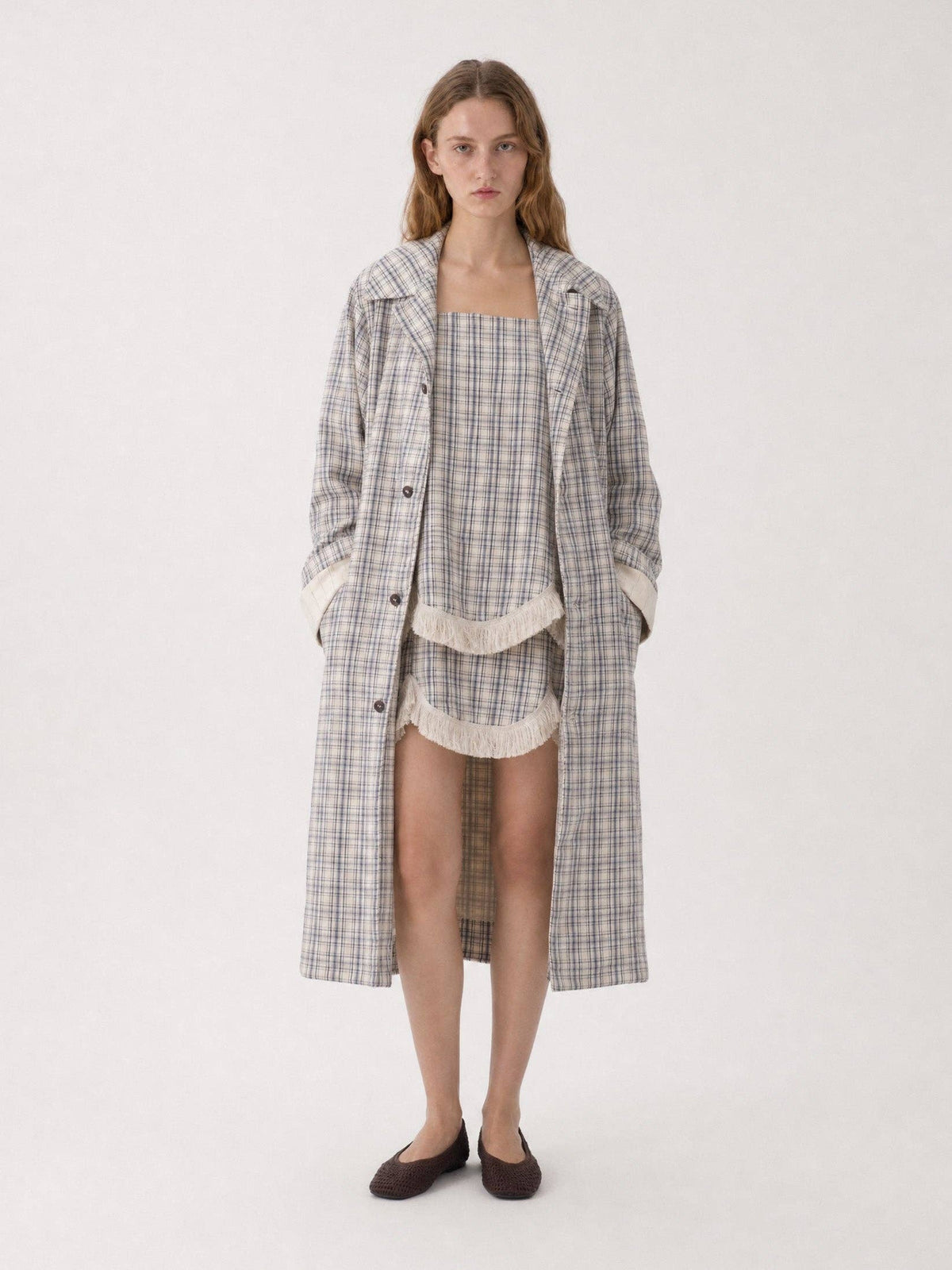 Heather Check Trench Coat