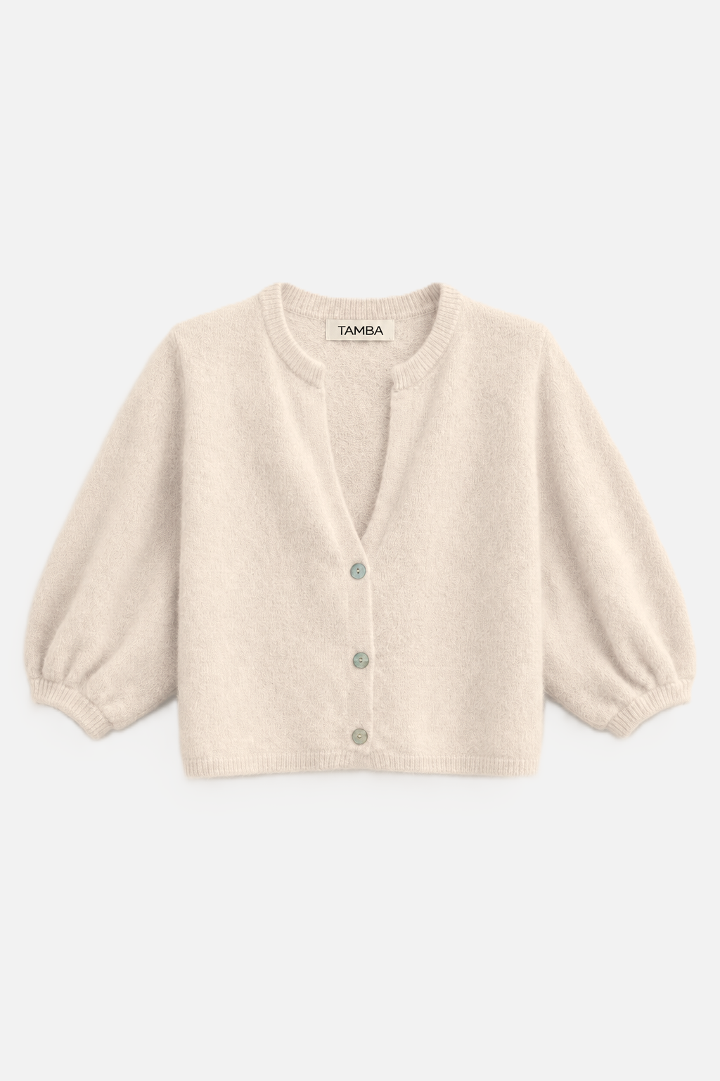 Angora knitted cardigan with V-neck