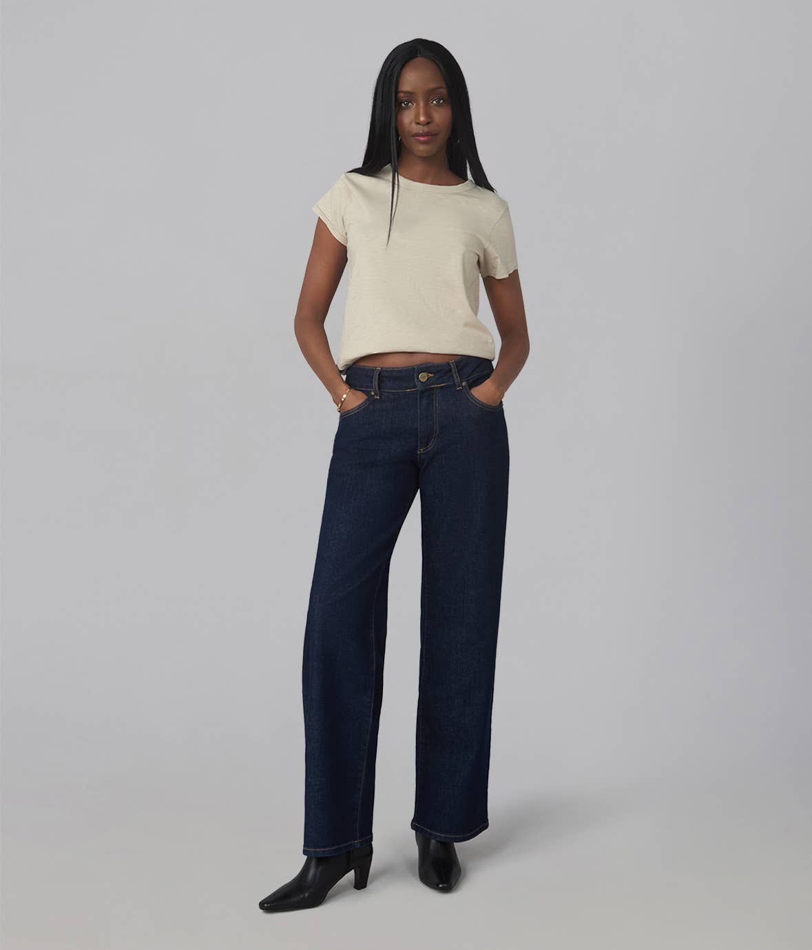 MIRO-DRW Mid Rise Comfort Straight Jeans Dark Rinse Wash