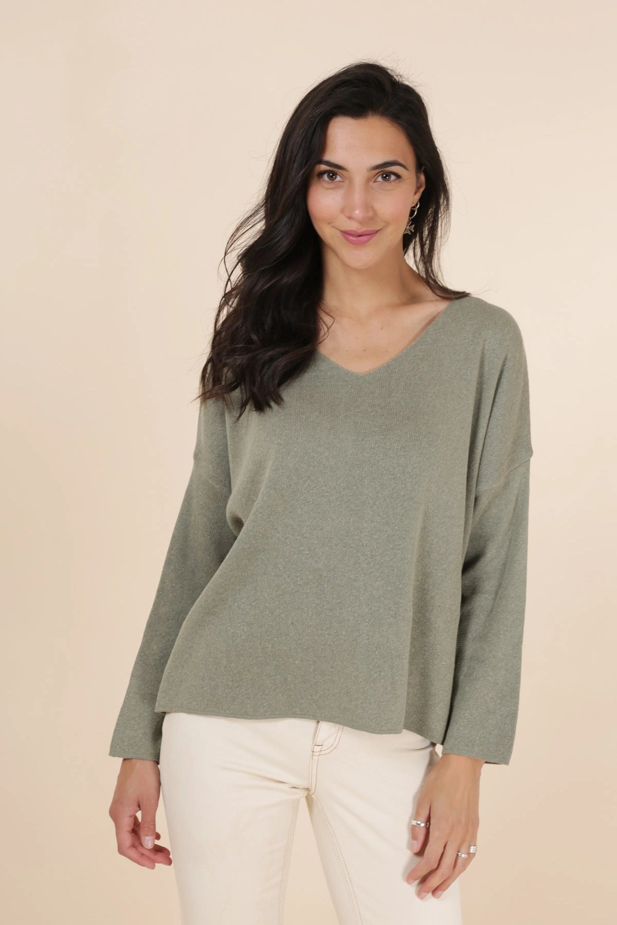 100% Cotton Cindy V Neck Sweater