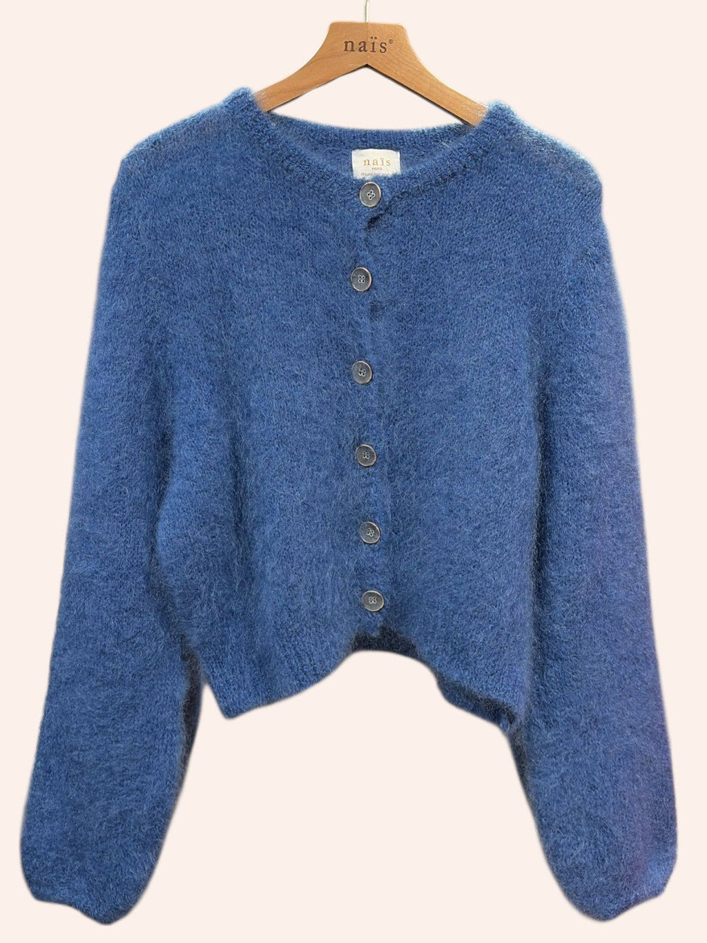 Short round-neck Buttoned Cardigan Mohair
