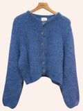 Short round-neck Buttoned Cardigan Mohair