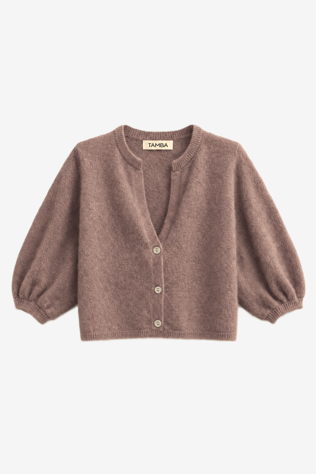 Angora knitted cardigan with V-neck