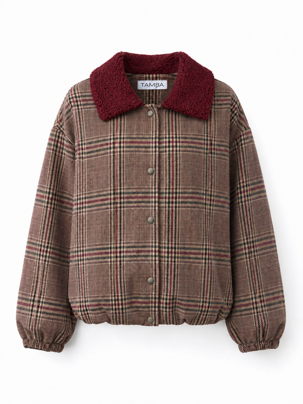 Checked bomber jacket with teddy collar