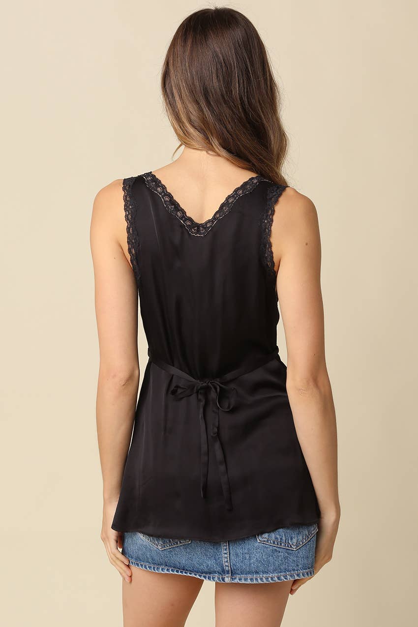 Noir Lace Satin Top
