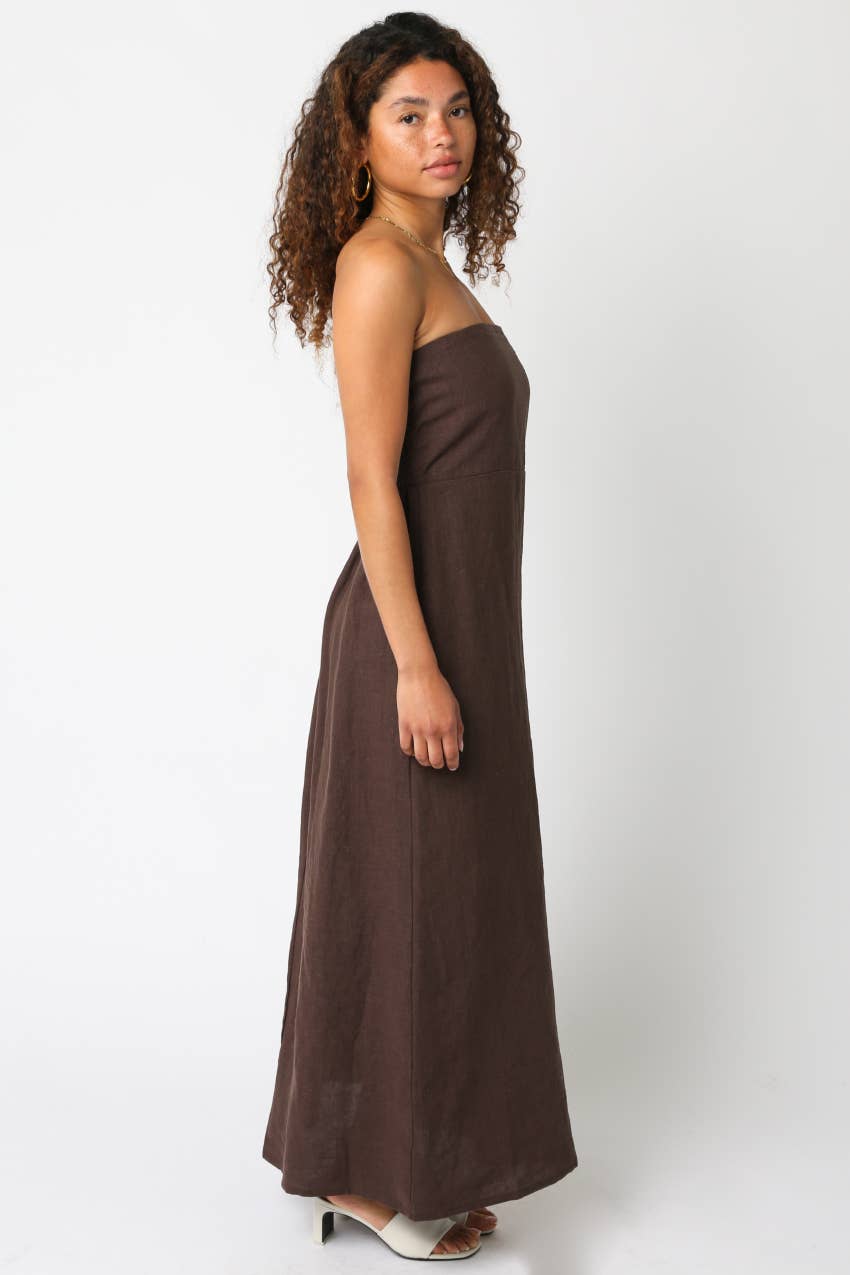 Robe longue en lin Irise : Marron / L