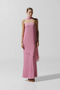 BAOBAB El Maxi Dress in Rosato - strapless chiffon maxi dress, front view