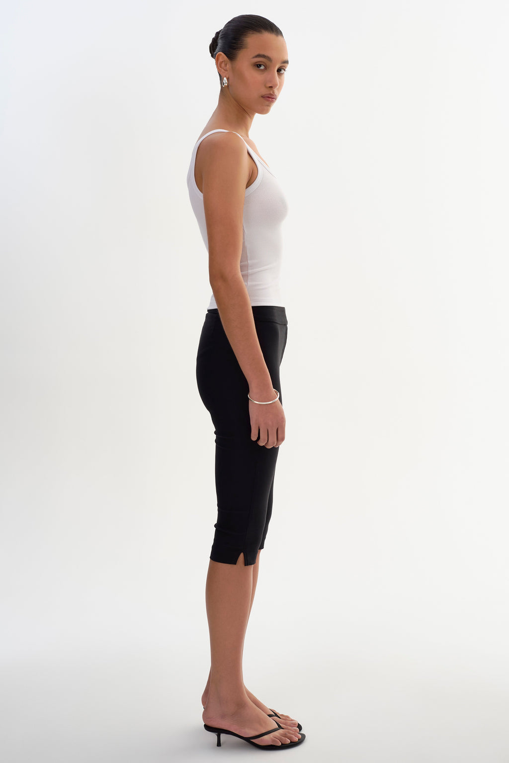 CELINE Stretch Twill Capri in black — detail view