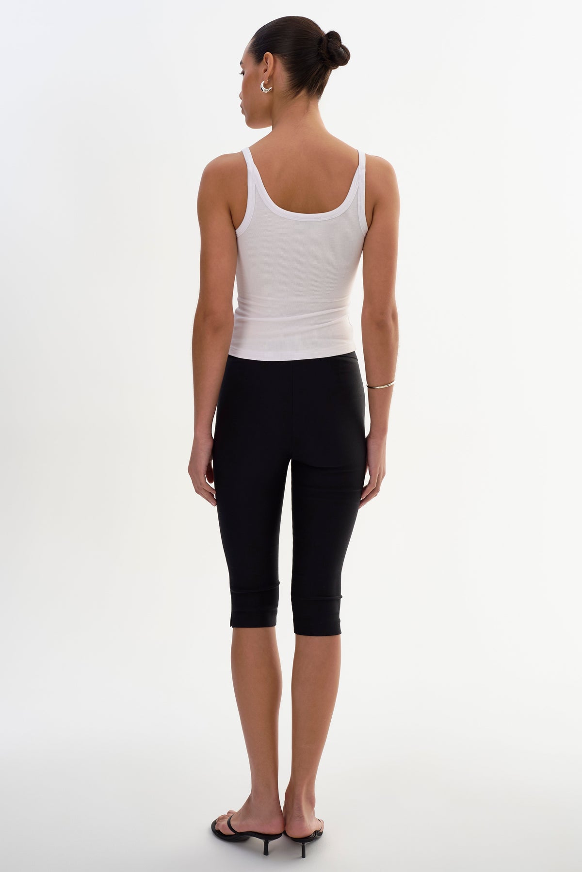 CELINE Stretch Twill Capri in black — full length view