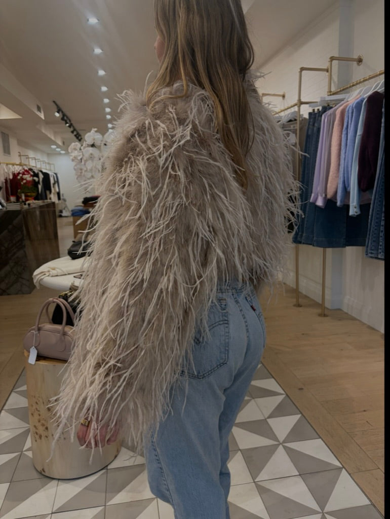 Billa Ostrich Feather Jacket - Champagne