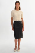 LUCIANA faux leather pencil skirt in black — front view