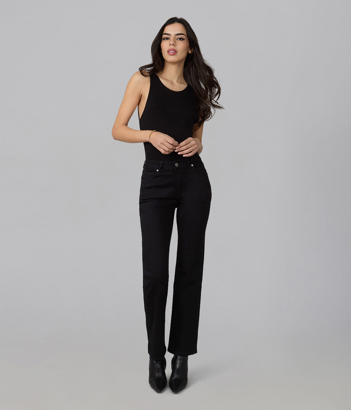 Denver High Rise Straight Jeans - Black