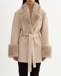 Marion Knit Wool Blend Coat - Heather Beige